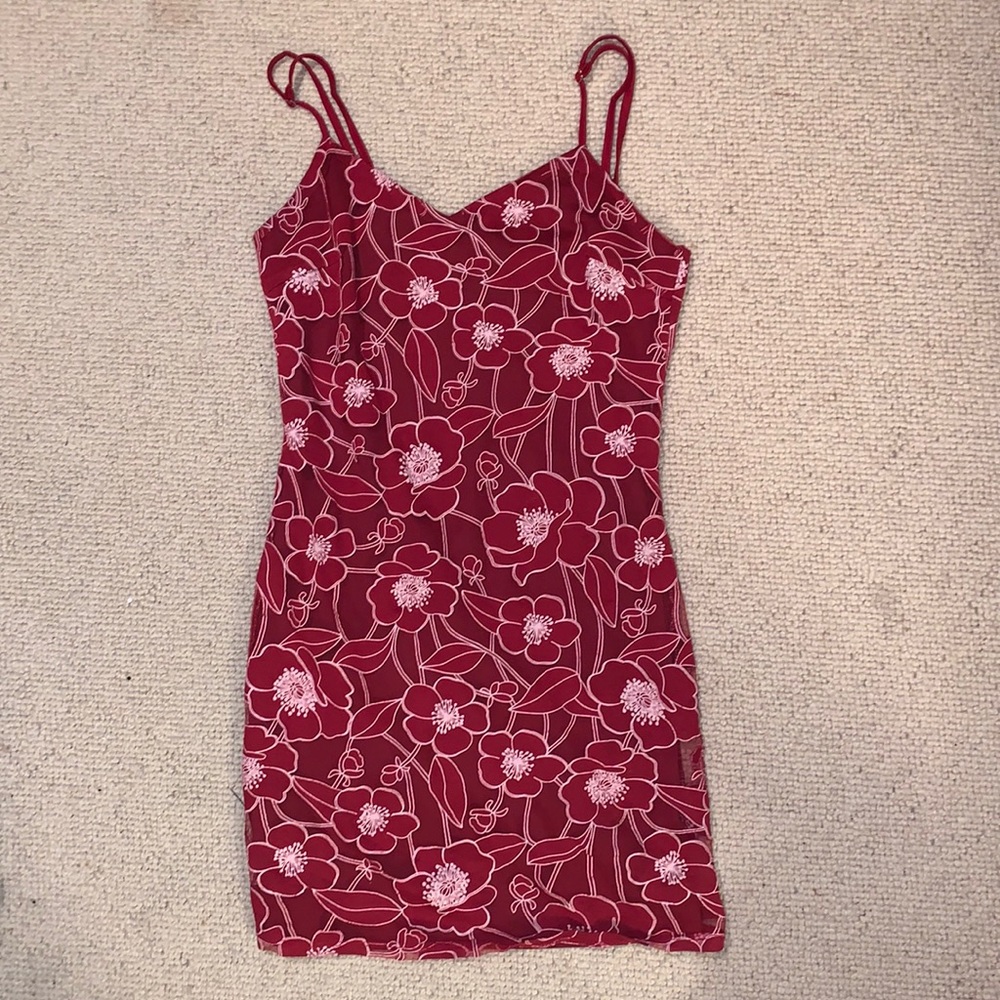Floral Mesh Mini Dress